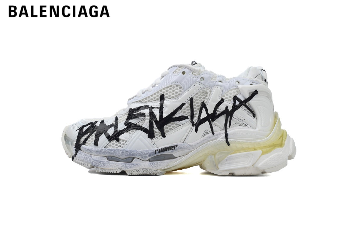 Balenciaga Runner Graffiti Sneaker — White / Black
