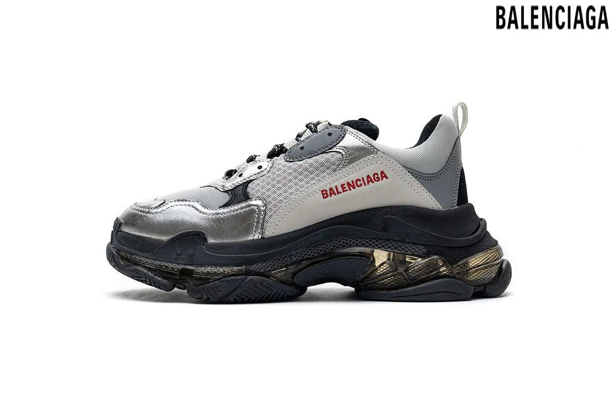 Balenciaga Triple S men's shoes  women sneakers – Silver & Grey