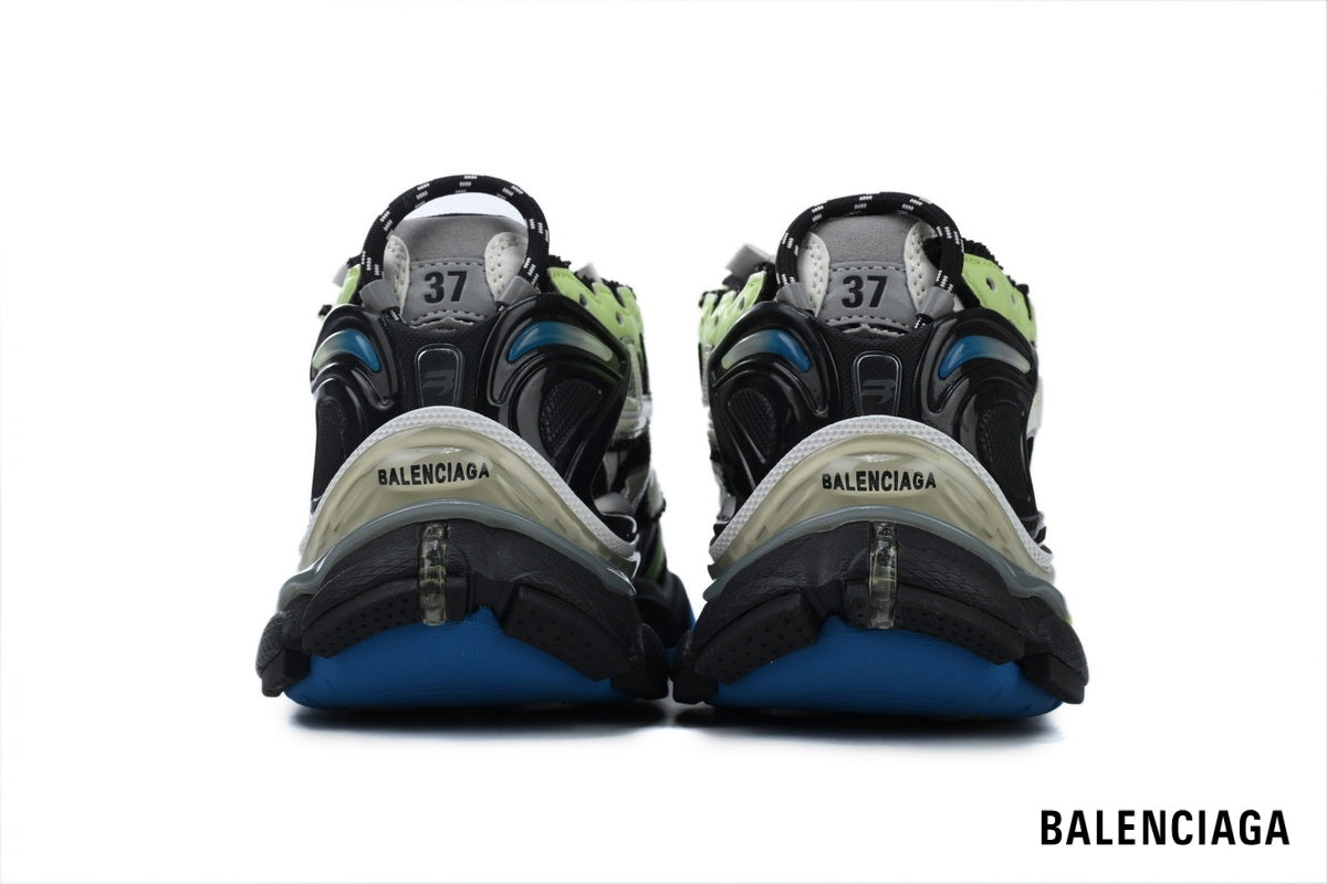 Balenciaga Runner men's shoes  women sneakers – Black, Green & Blue