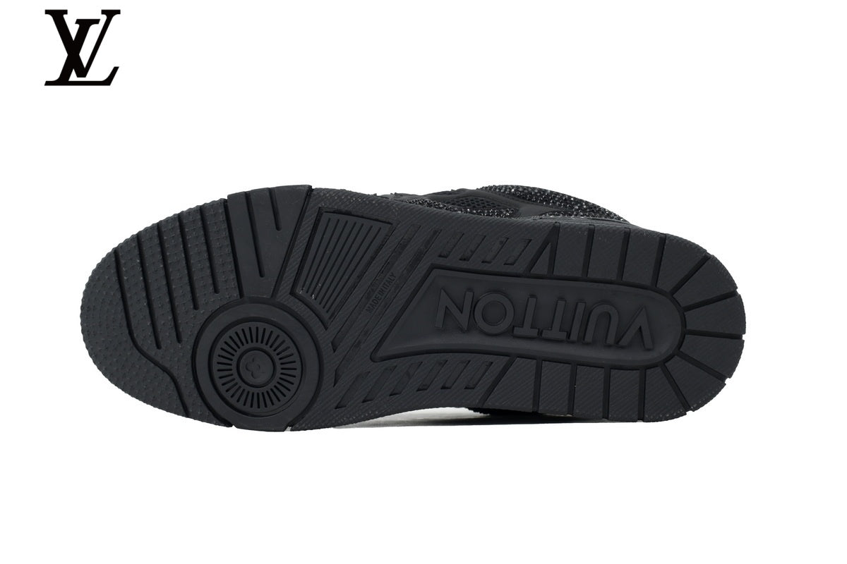 Louis Vuitton  shoes for man  women Skate Sneaker – Black Rhinestone