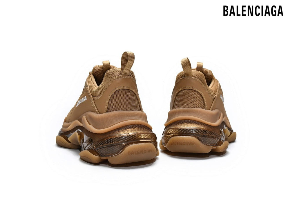 Balenciaga Triple S men's shoes  women sneakers Clear Sole Sneaker Caramel Brown