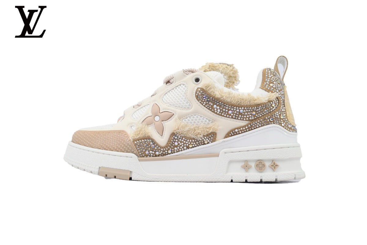 Louis Vuitton shoes for man  women Skate Sneaker – Beige Plush & Crystal
