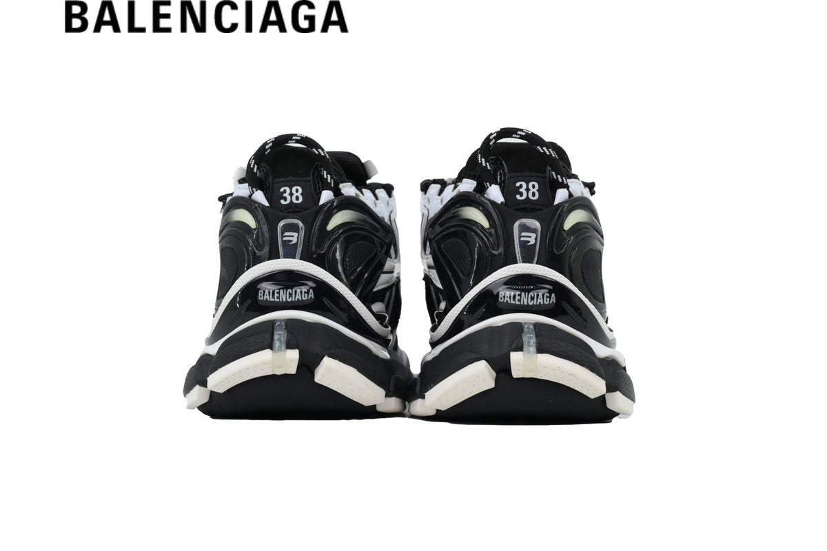 Balenciaga Runner men's shoes  women sneakers Black And White