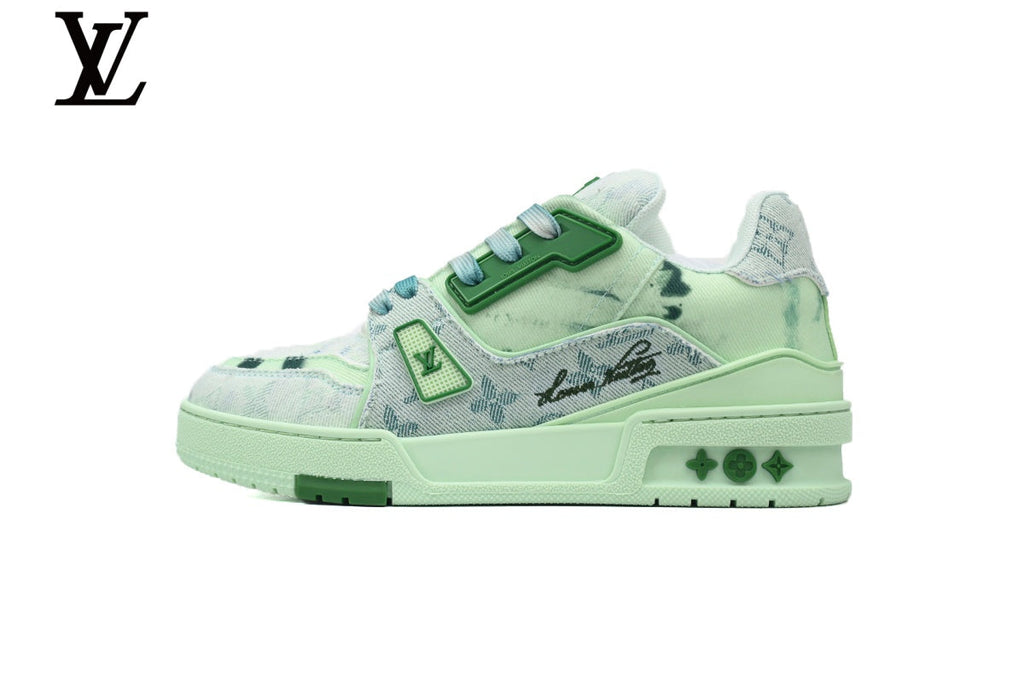 Louis Vuitton Trainer  shoes for man  women Sneaker – Light Green Denim