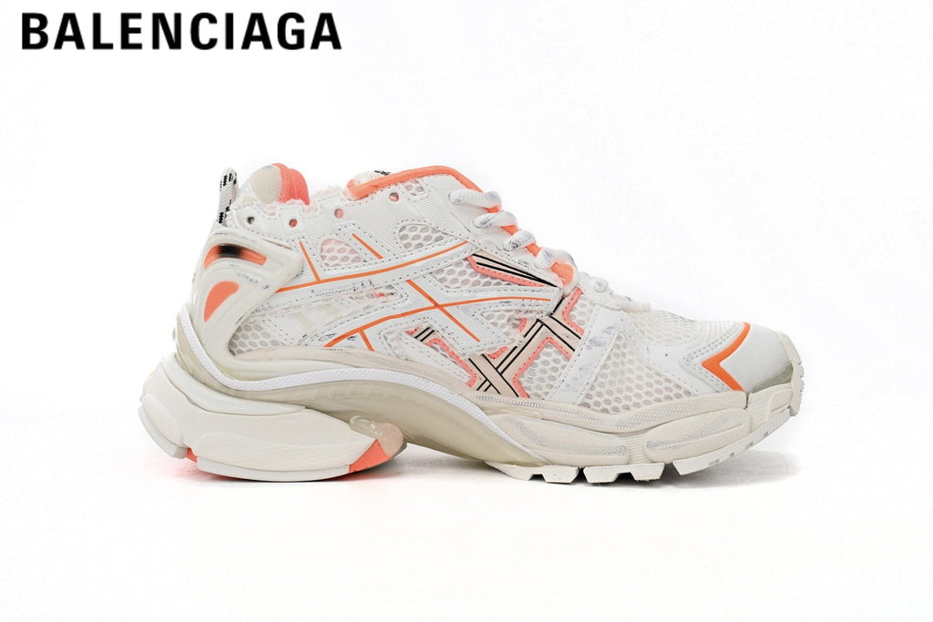 Balenciaga Runner men's shoes  women sneakers — White / Orange