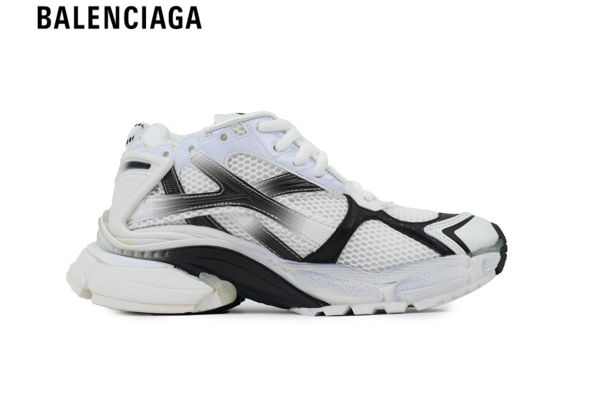 Balenciaga Runner men's shoes  women sneakers — White Mesh & Gradient Black Synthetic Overlays