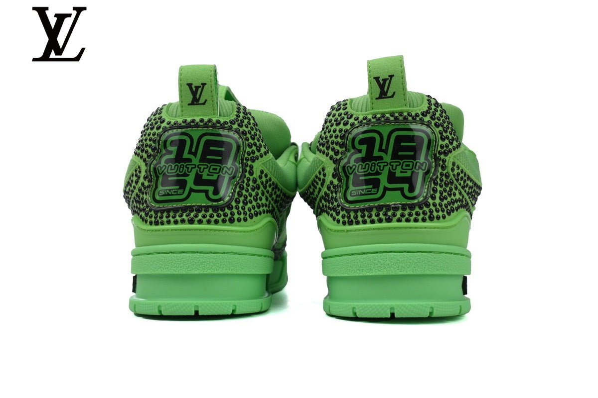Louis Vuitton shoes for man  women Skate Sneaker – Green Rhinestone