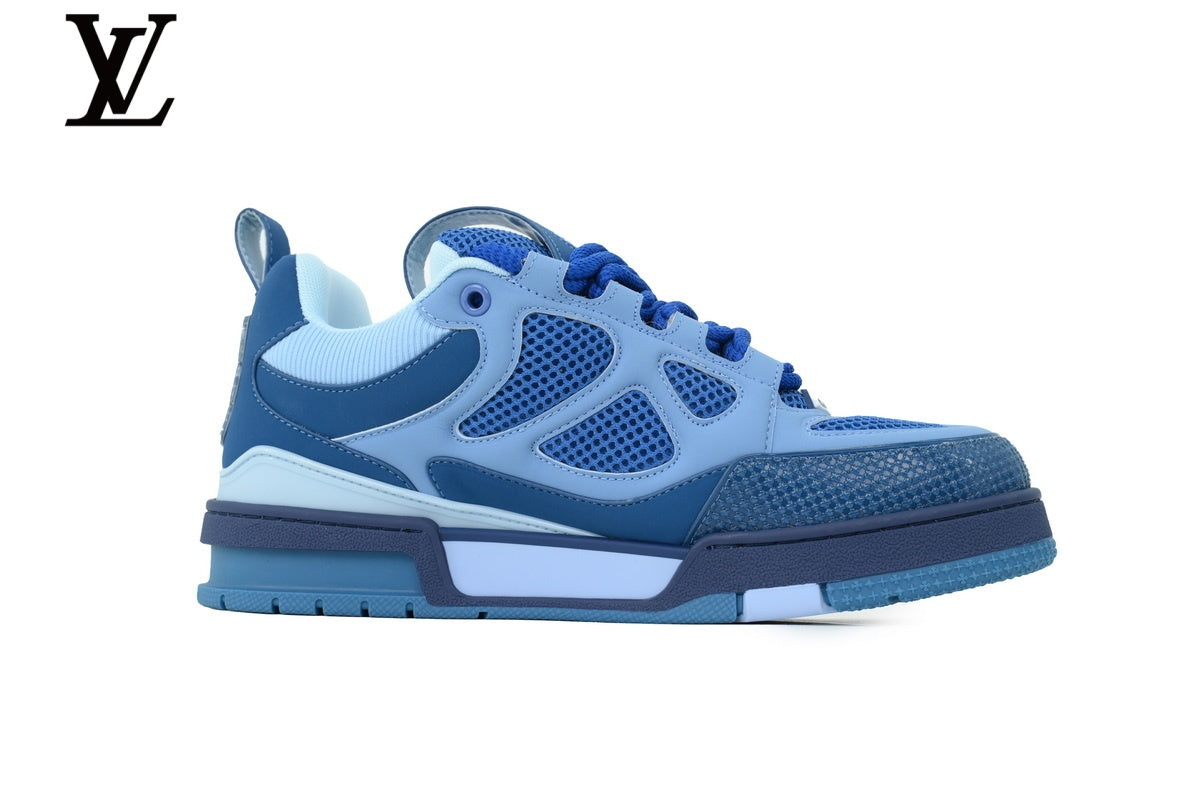 Louis Vuitton Trainer  shoes for man  women Sneaker – Light Blue & Dark Blue Mesh & Leather