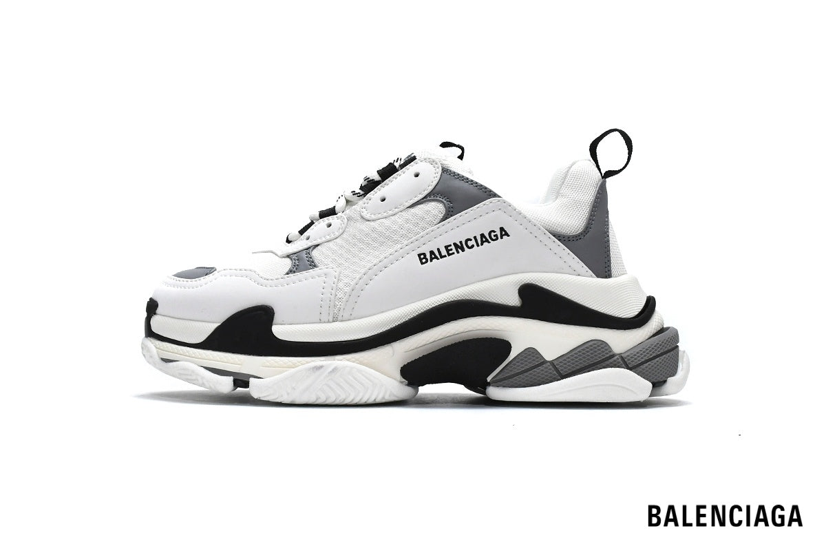 Balenciaga Triple S men's shoes  women sneakers – White, Grey & Black