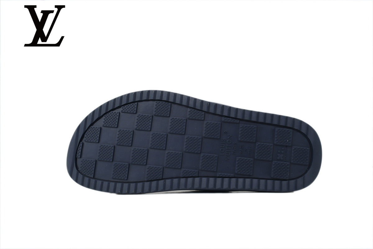 louis vuitton shoes for man  women Blue Monogram-Pattern Denim-Look Slides | Sizes 35–46