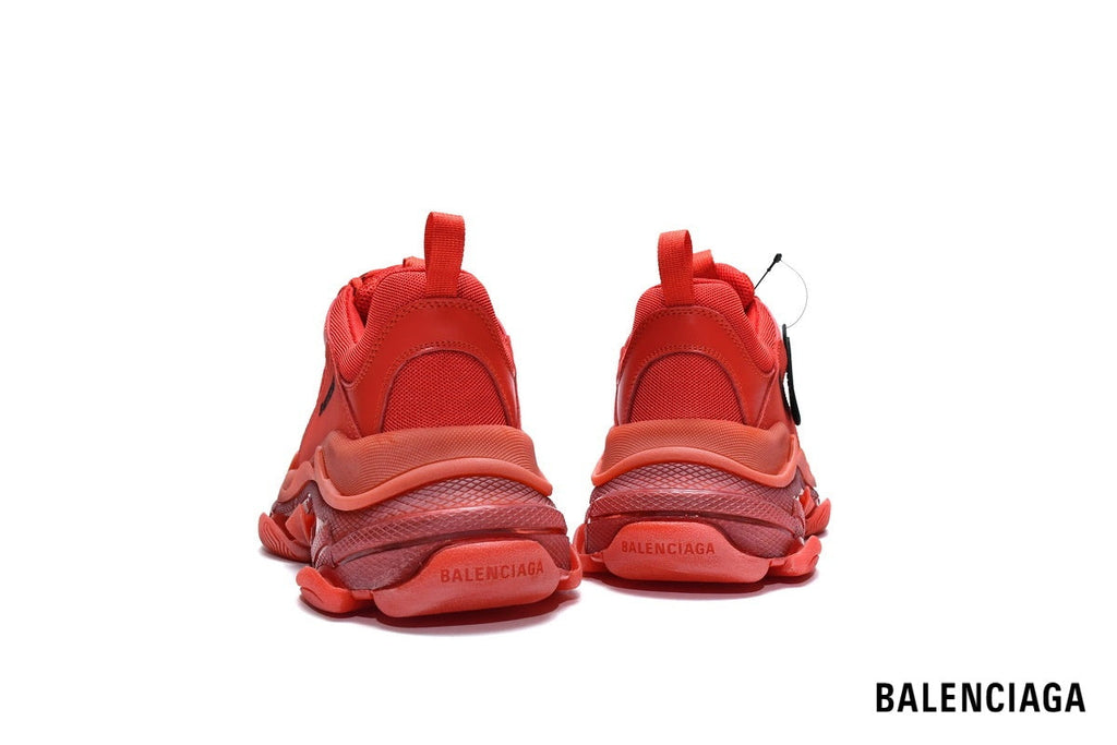 Balenciaga Triple S men's shoes  women sneakers – Red & Clear Sole