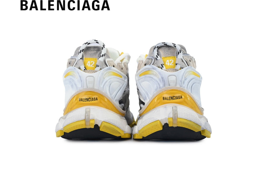 Balenciaga Runner men's shoes  women sneakers White And Yellow