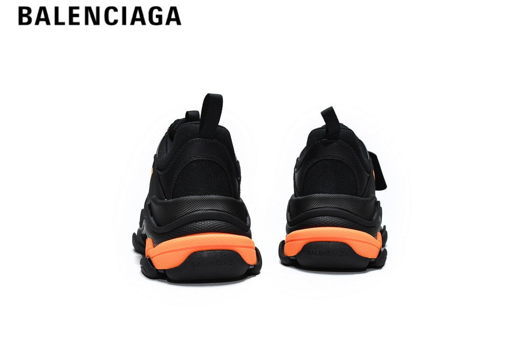 Balenciaga Triple S men's shoes  women sneakers — Black, Orange Logo