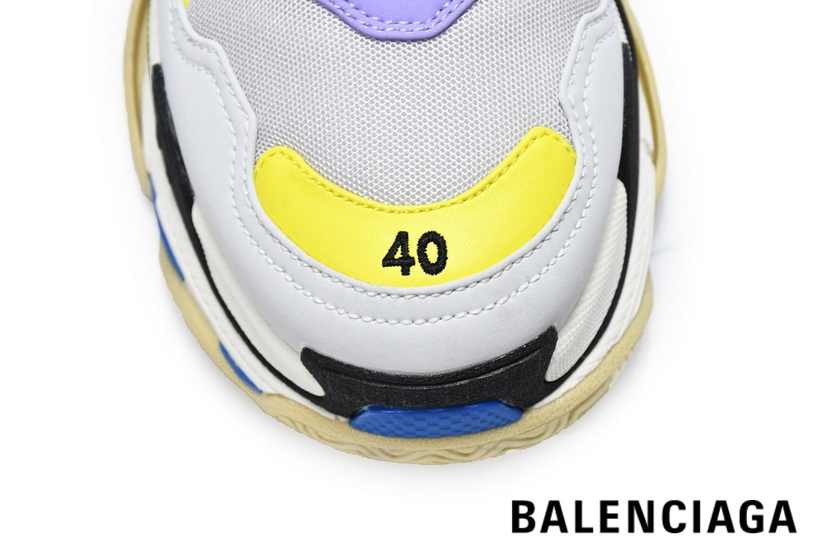 Balenciaga Triple S men's shoes  women sneakers – Grey, Yellow & Purple