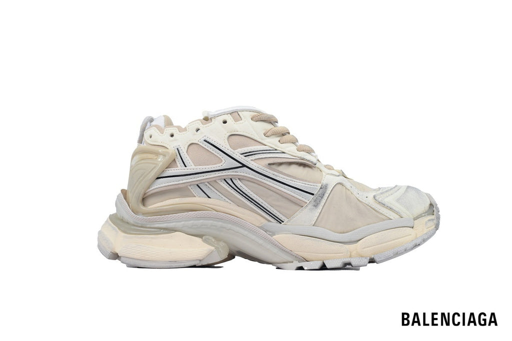 Balenciaga Runner men's shoes  women sneakers – Beige & White