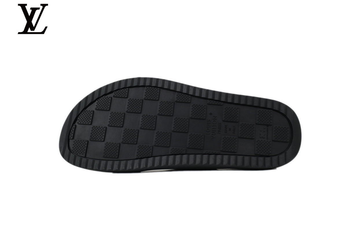 Louis Vuitton Monogram Slide Sandal in Khaki with Double Buckle