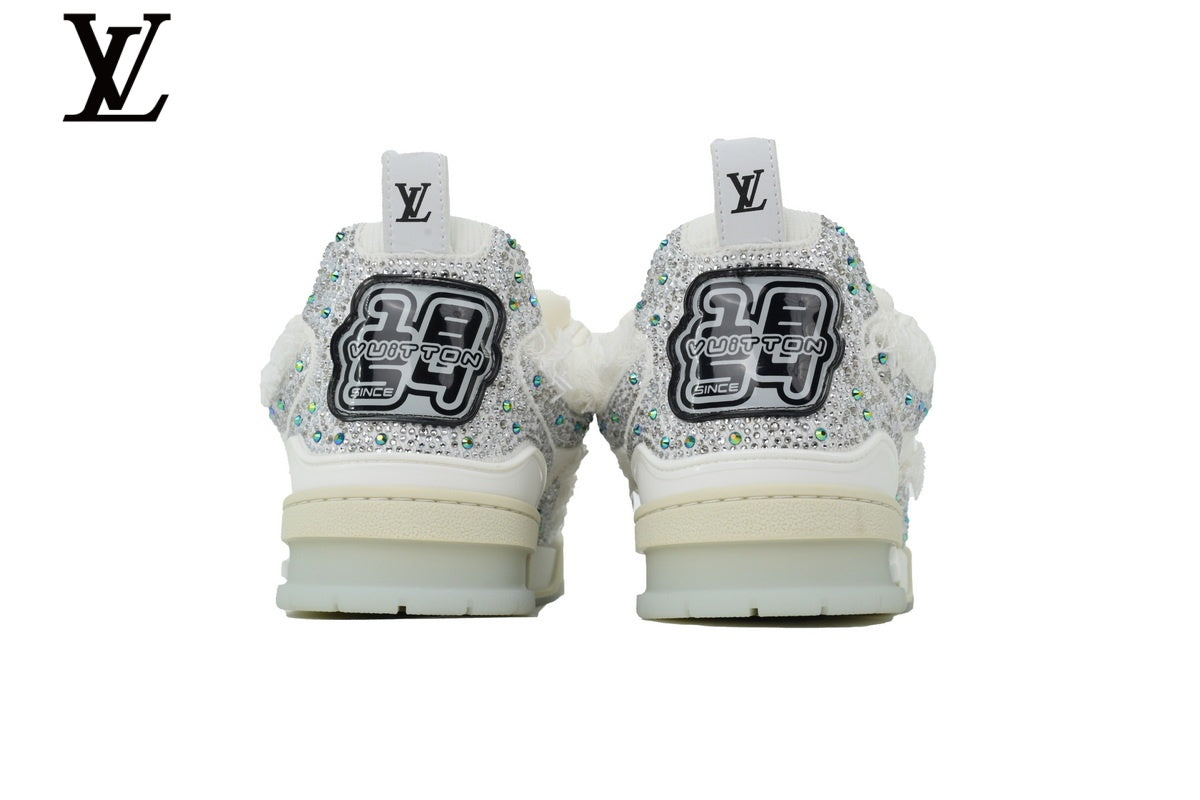 Louis Vuitton Skate shoes for man  women Sneaker – White Fringe & Rhinestone