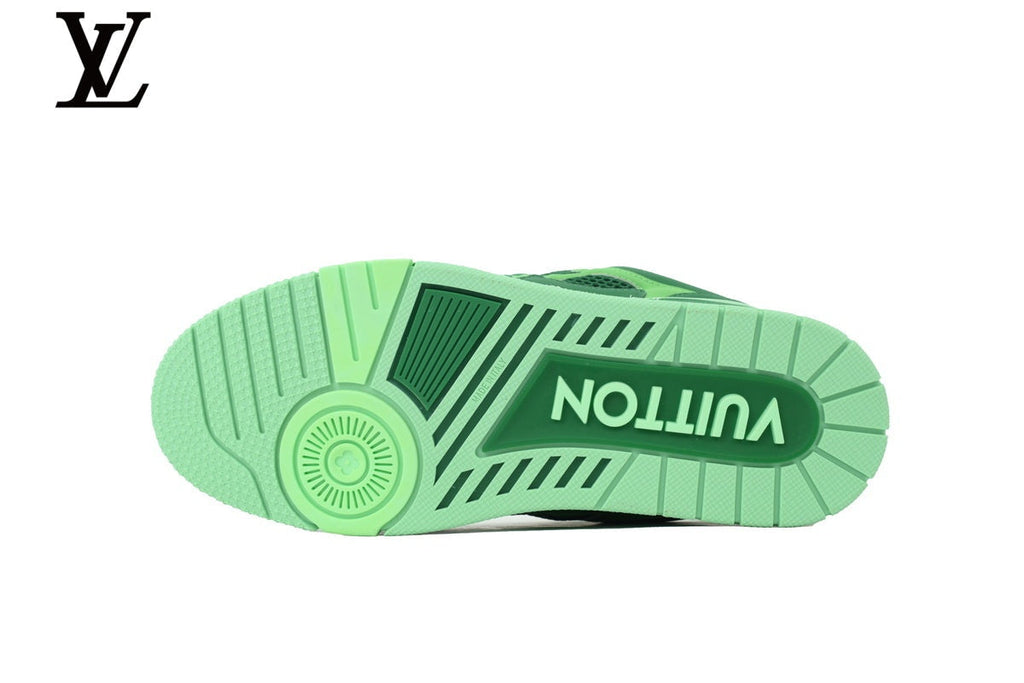 Louis Vuitton Trainer  shoes for man  women Sneaker – Two-Tone Green Mesh & Leather