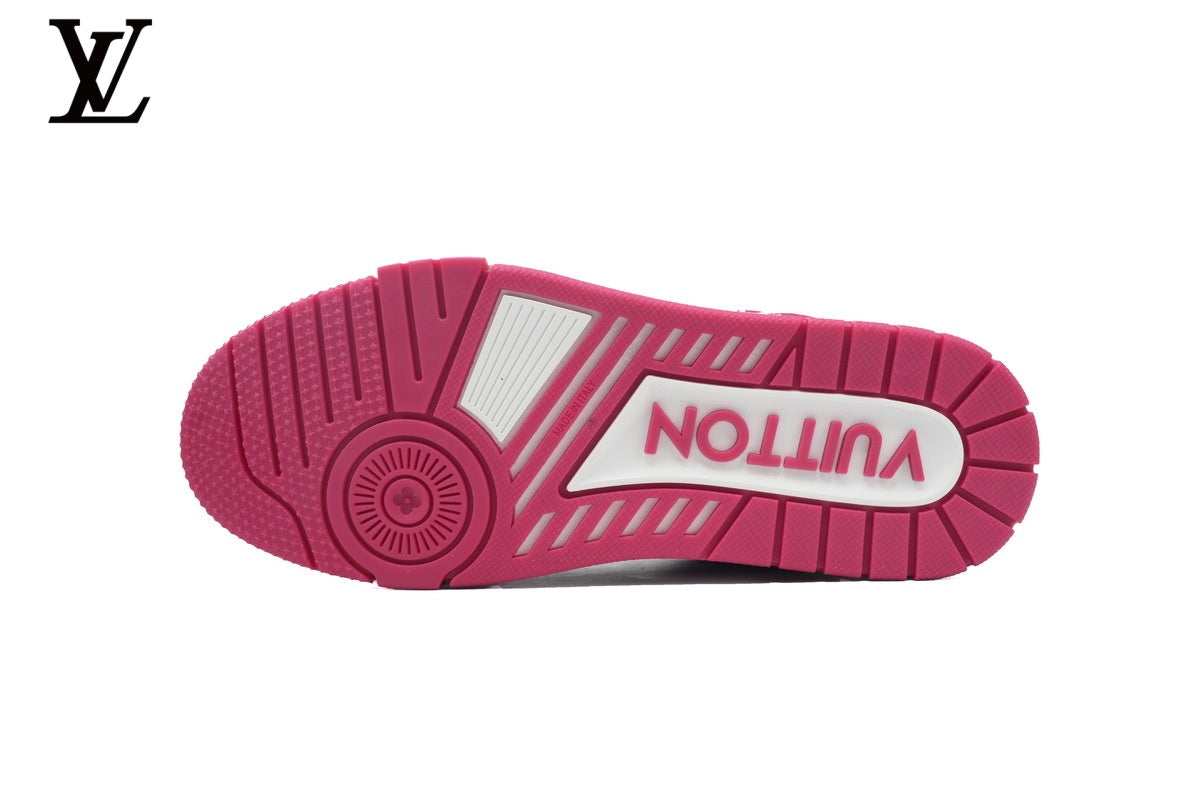 Louis Vuitton Trainer  shoes for man  women Sneaker – Fuchsia & White