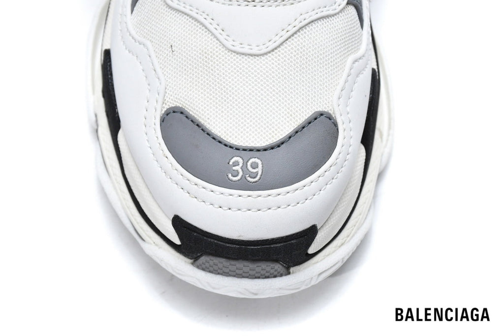 Balenciaga Triple S men's shoes  women sneakers – White, Grey & Black