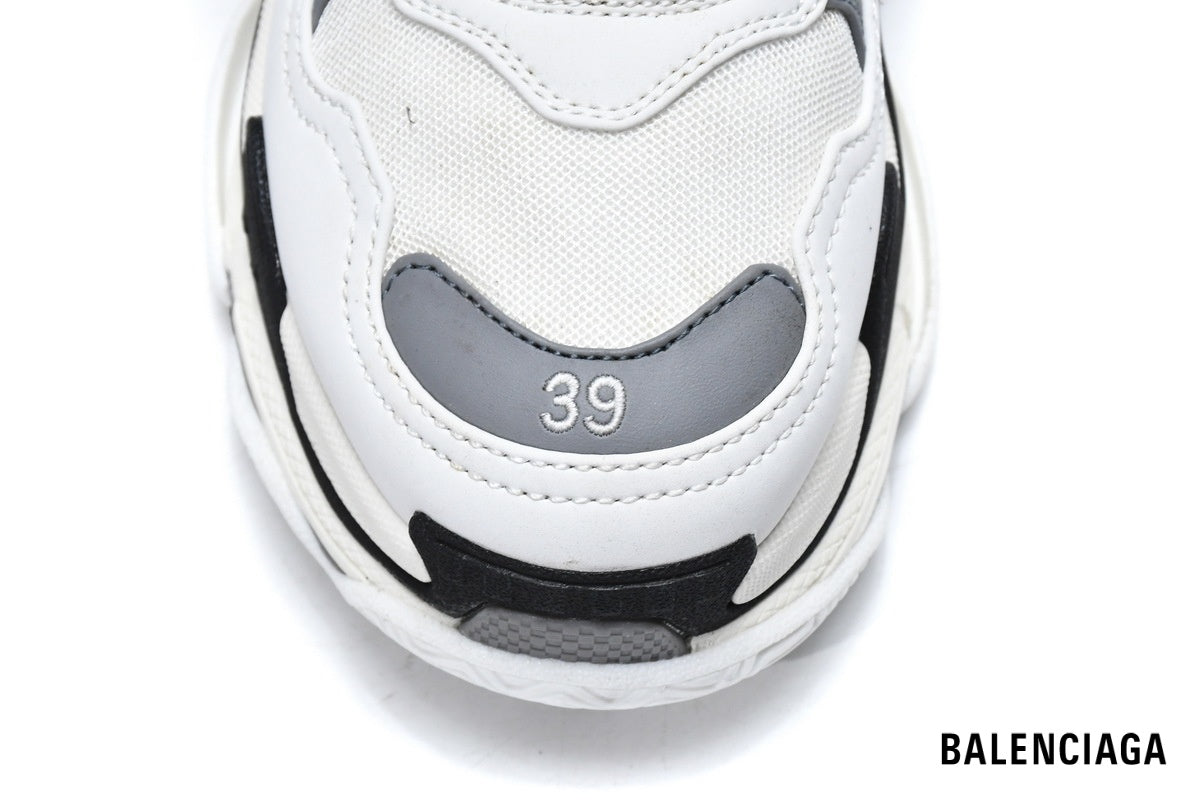 Balenciaga Triple S men's shoes  women sneakers – White, Grey & Black