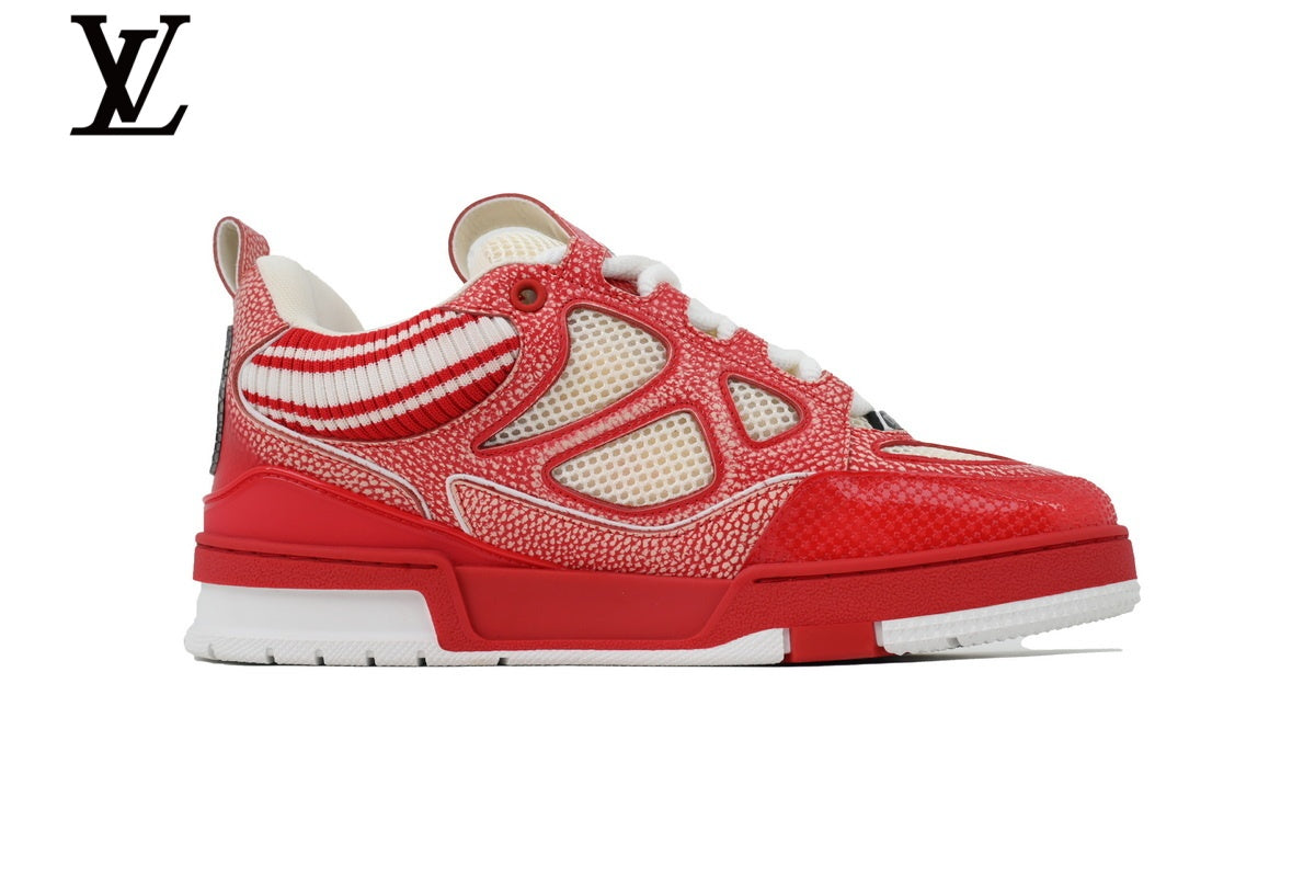 Louis Vuitton shoes for man  women Skate Sneakers - Red Speckled Mesh