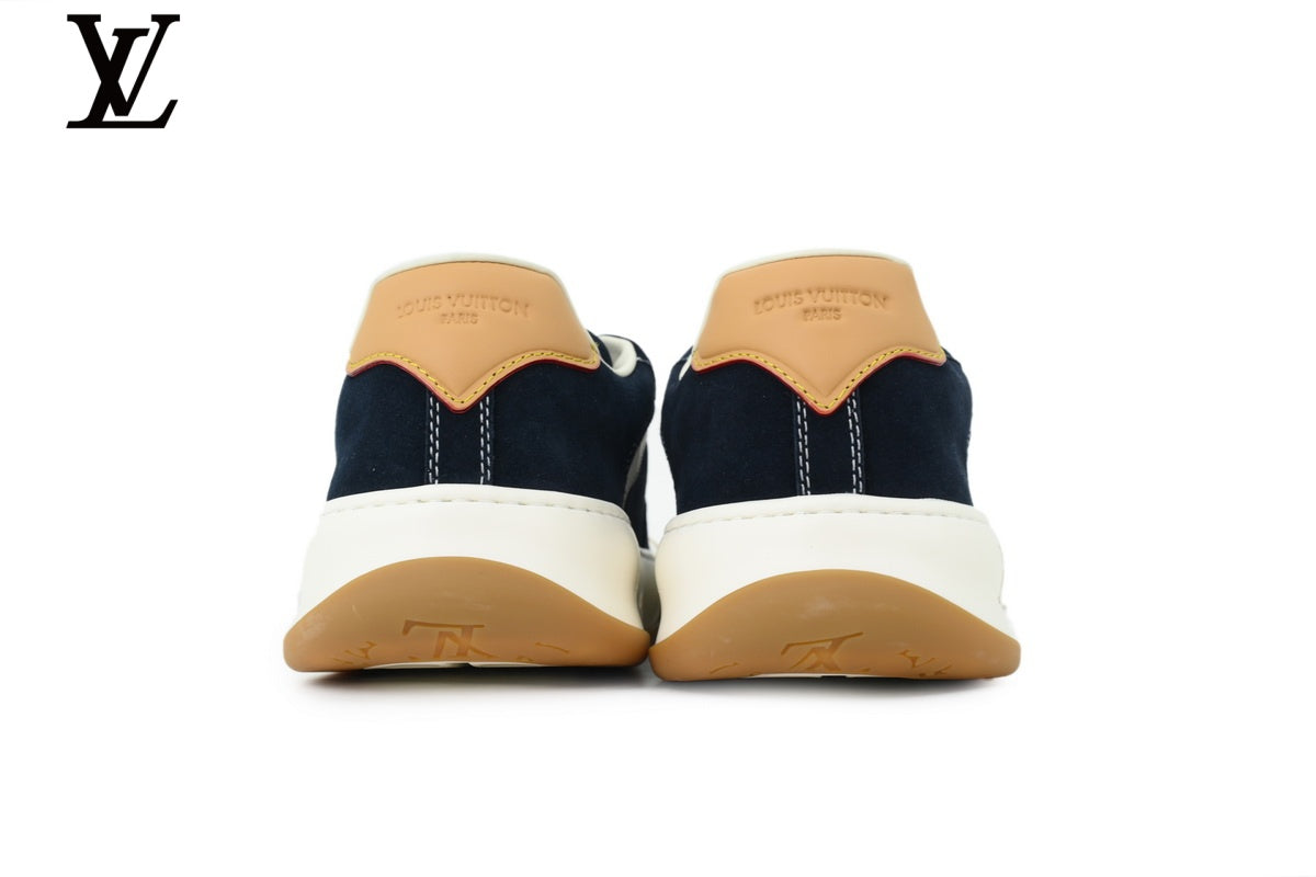 LV Low Top shoes for man  women Sneaker  Camel Suede White Leather Trim Gum Sole