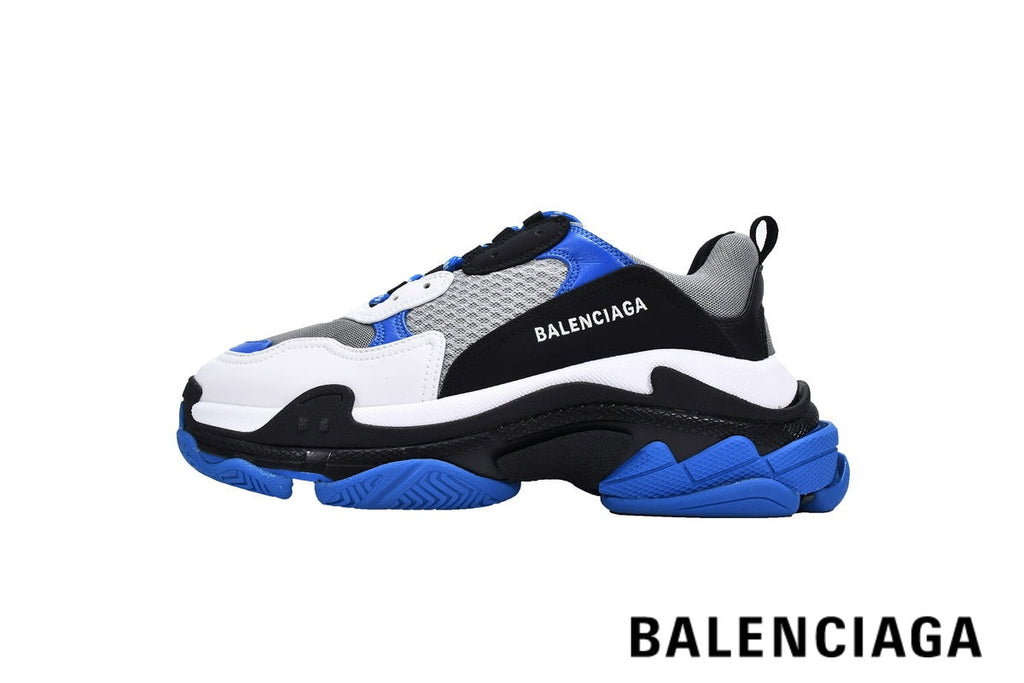 Balenciaga Triple S men's shoes  women sneakers – White, Black & Blue
