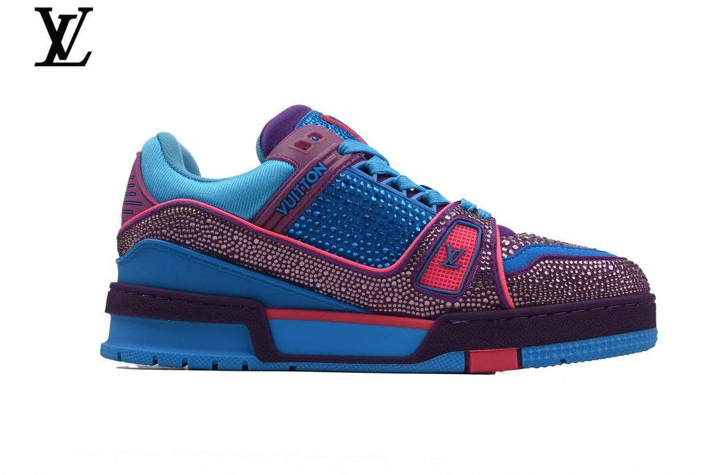 Louis Vuitton LV shoes for man  women Trainer Sneaker – Multi Color Rhinestone