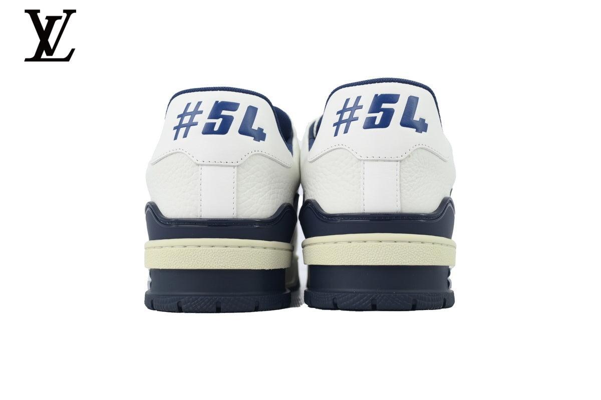Louis Vuitton Trainer  shoes for man  women Sneaker – White & Navy Signature