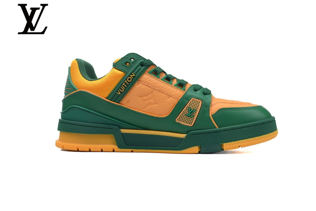 Louis Vuitton Trainer shoes for man  women Sneakers – Green & Orange