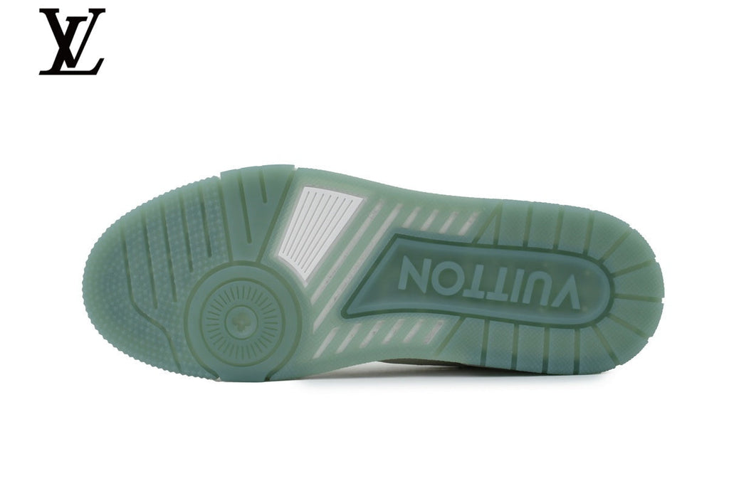Louis Vuitton Trainer  shoes for man  women Sneaker – White with Light Green Sole
