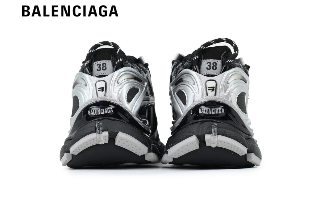 Balenciaga Runner men's shoes  women sneakers Black Silver