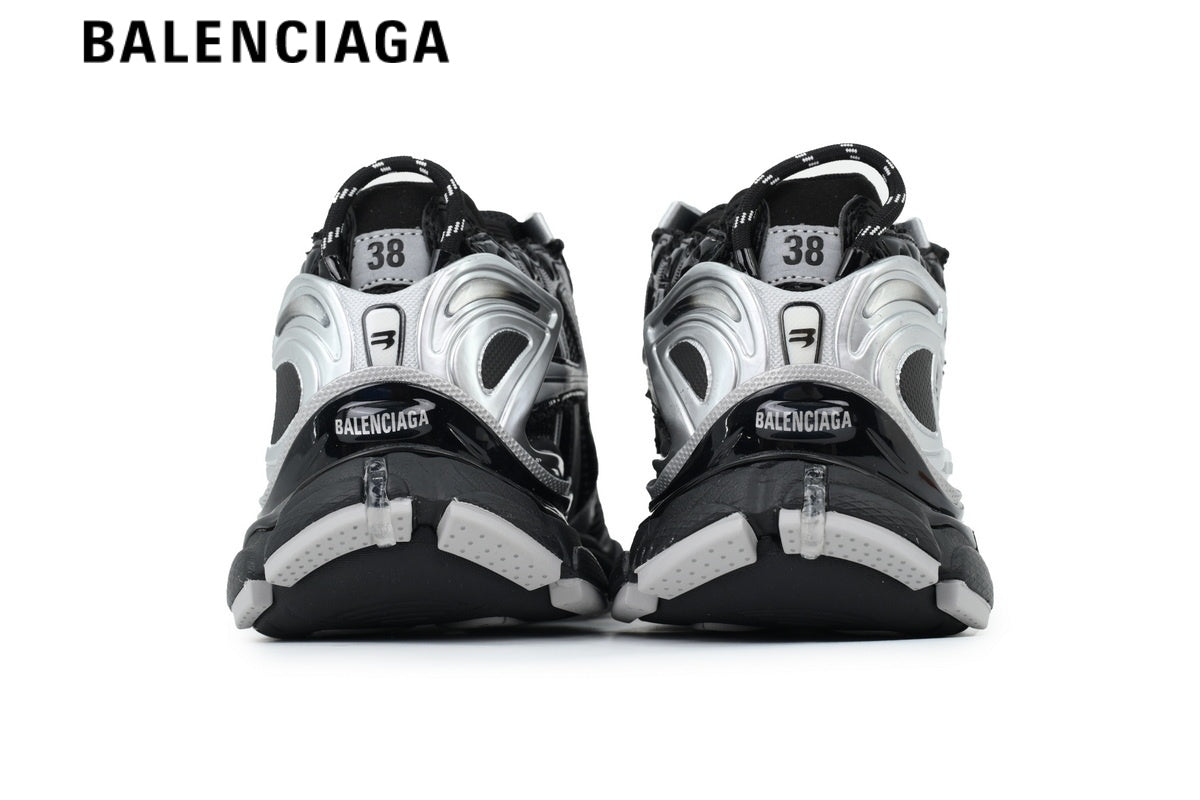 Balenciaga Runner men's shoes  women sneakers Black Silver