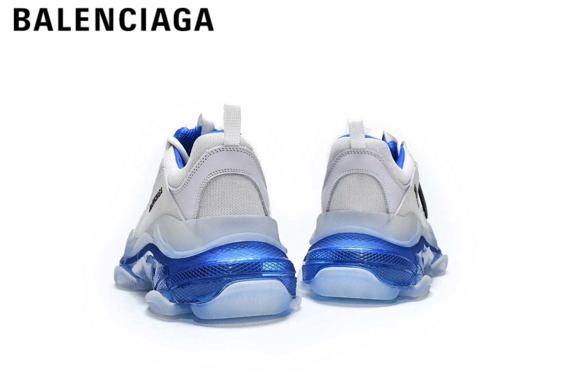 Balenciaga Triple S men's shoes  women sneakers — White / Blue