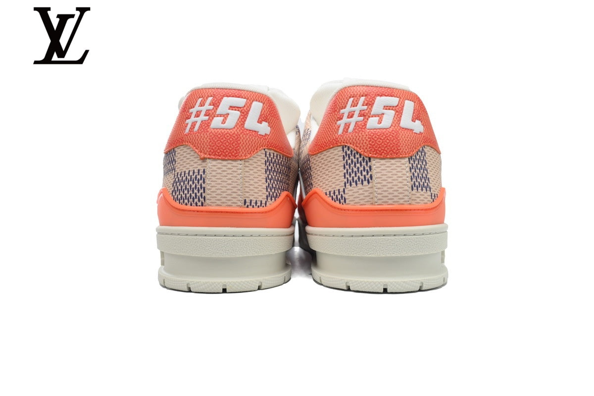 Louis Vuitton Trainer shoes for man  women Sneakers – Orange Damier