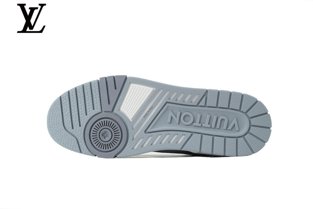 Louis Vuitton Trainer shoes for man  women Sneaker – Light Blue & Grey Leather