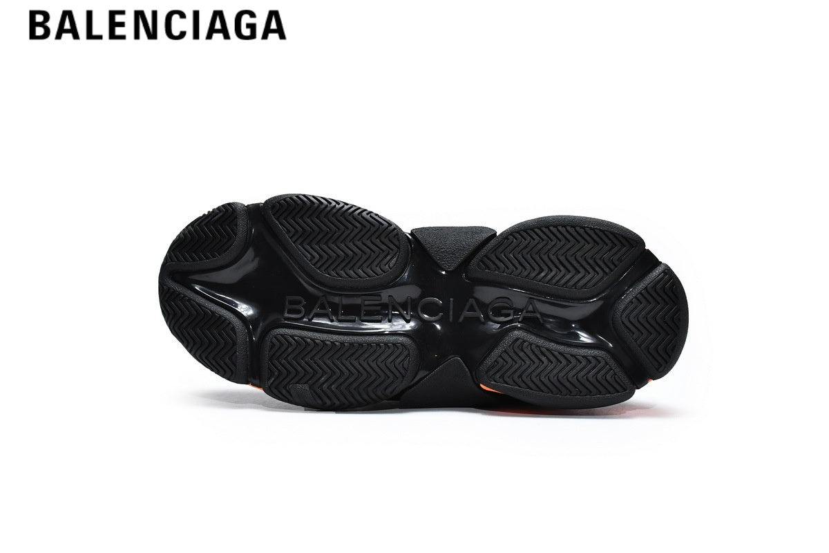 Balenciaga Triple S men's shoes  women sneakers — Black, Orange Logo