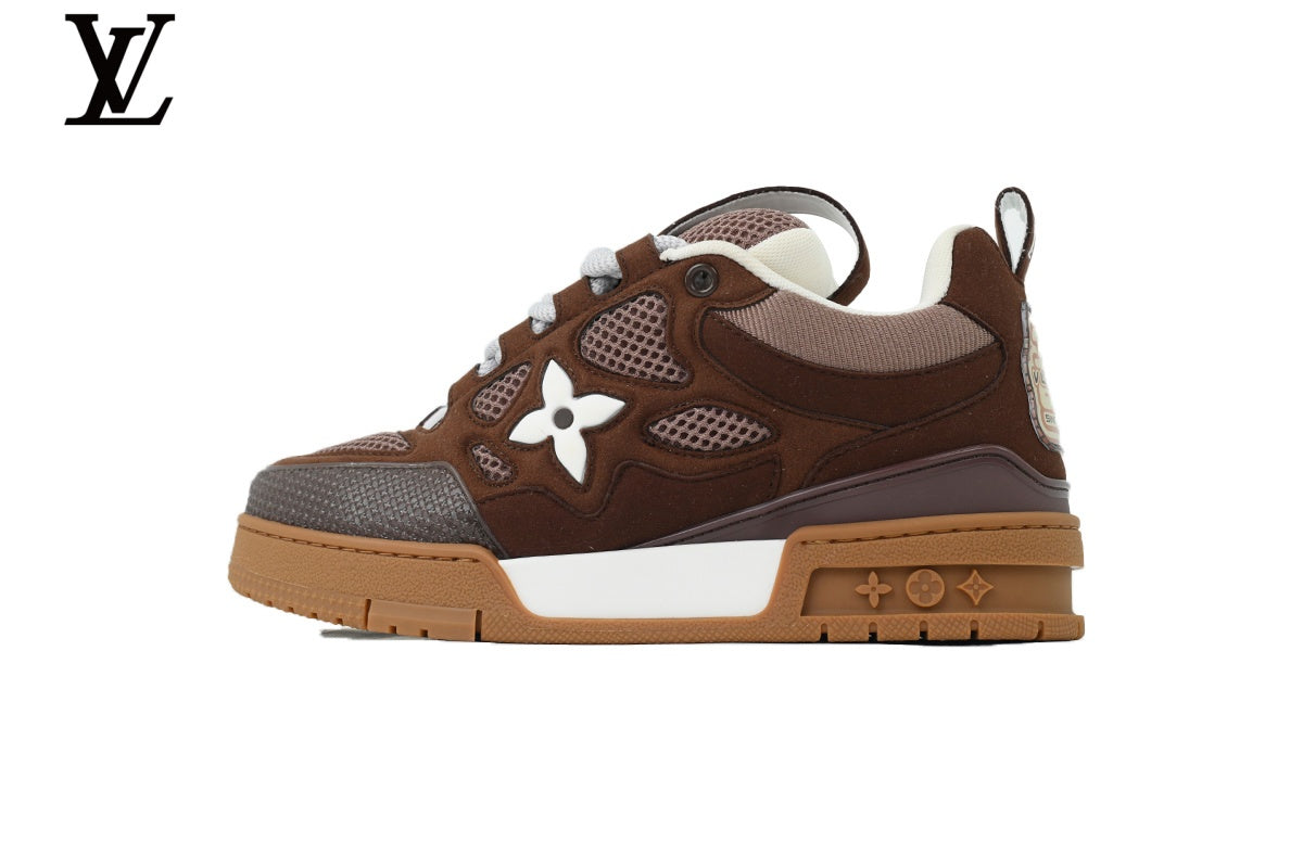 Louis Vuitton LV shoes for man  women Skate Sneaker brown