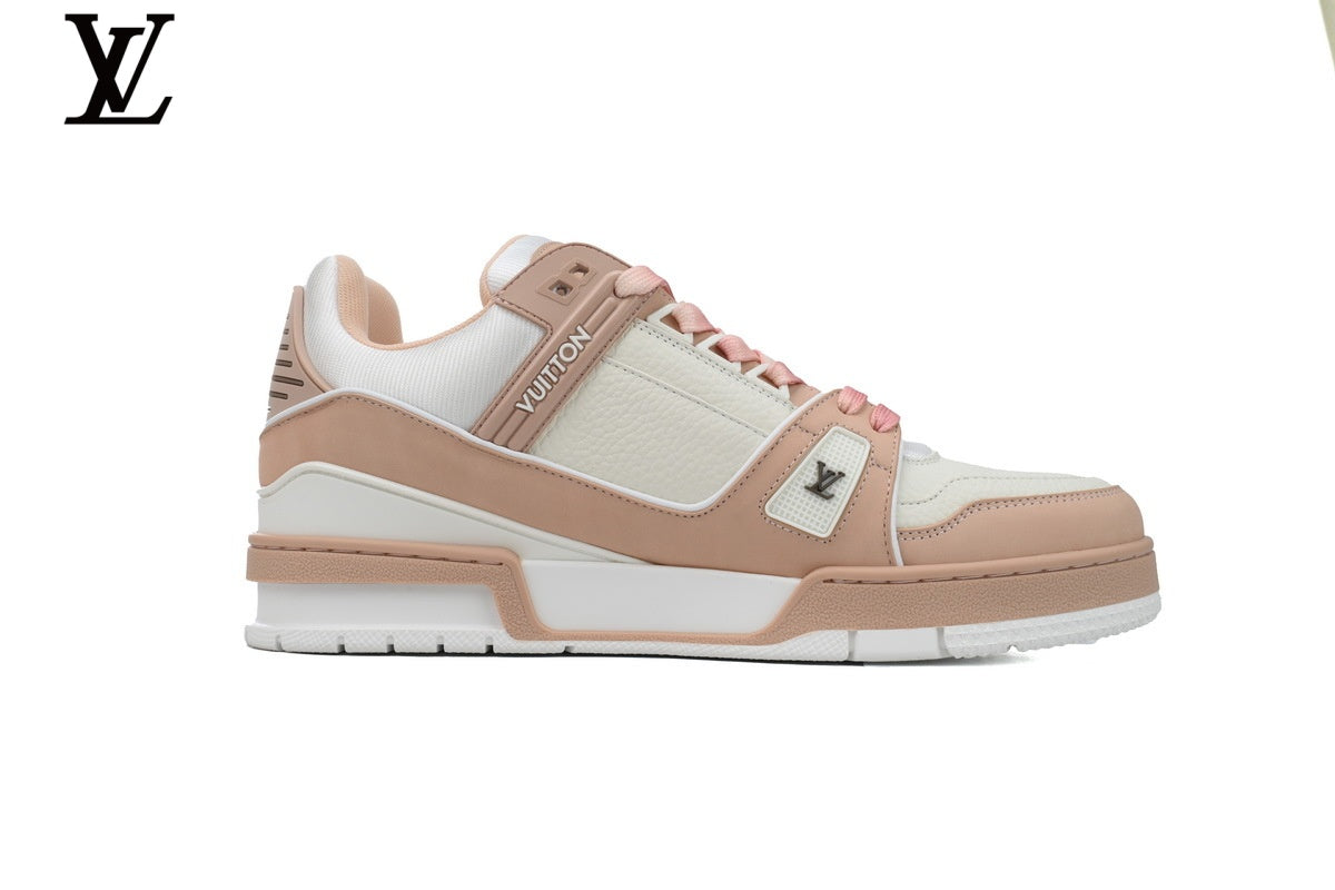 Louis Vuitton LV shoes for man  women Trainer Sneaker – Pink & White