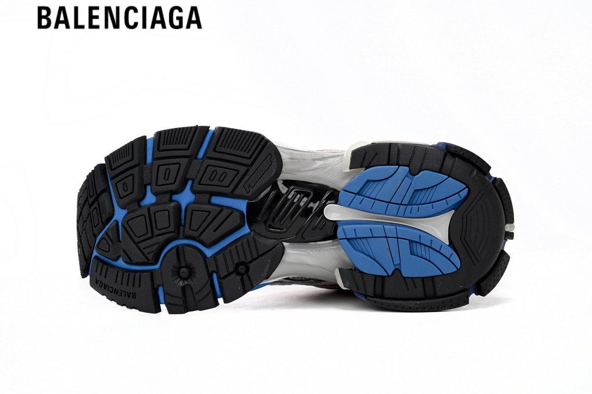 Balenciaga Runner men's shoes  women sneakers — White Mesh, Red & Blue Synthetic Overlays