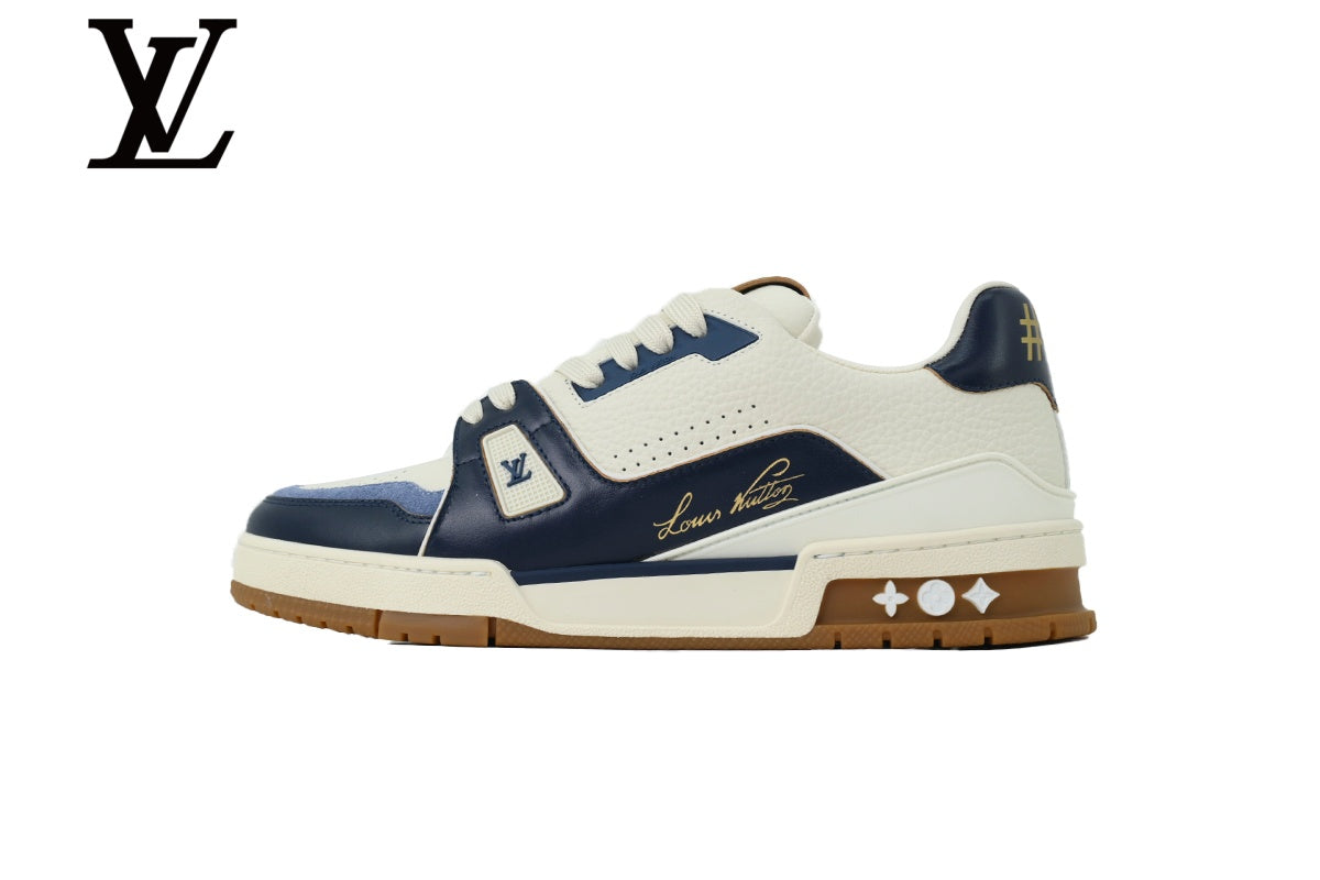 Louis Vuitton Trainer shoes for man  women Sneakers - White and Navy