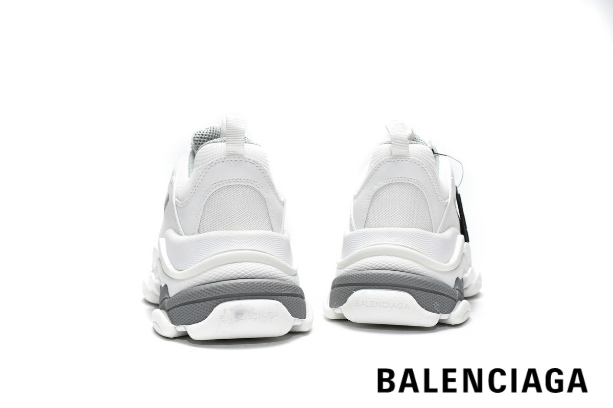 Balenciaga Triple S men's shoes  women sneakers – White & Grey