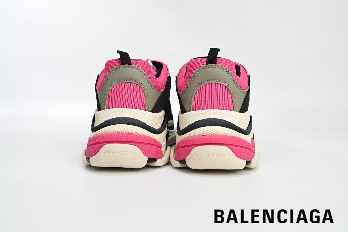 Balenciaga Triple S men's shoes  women sneakers – Black & Pink