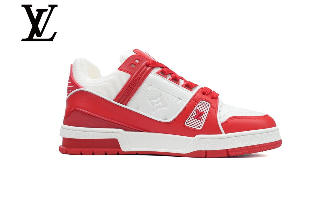 Louis Vuitton Trainer shoes for man  women Sneakers - White and Red