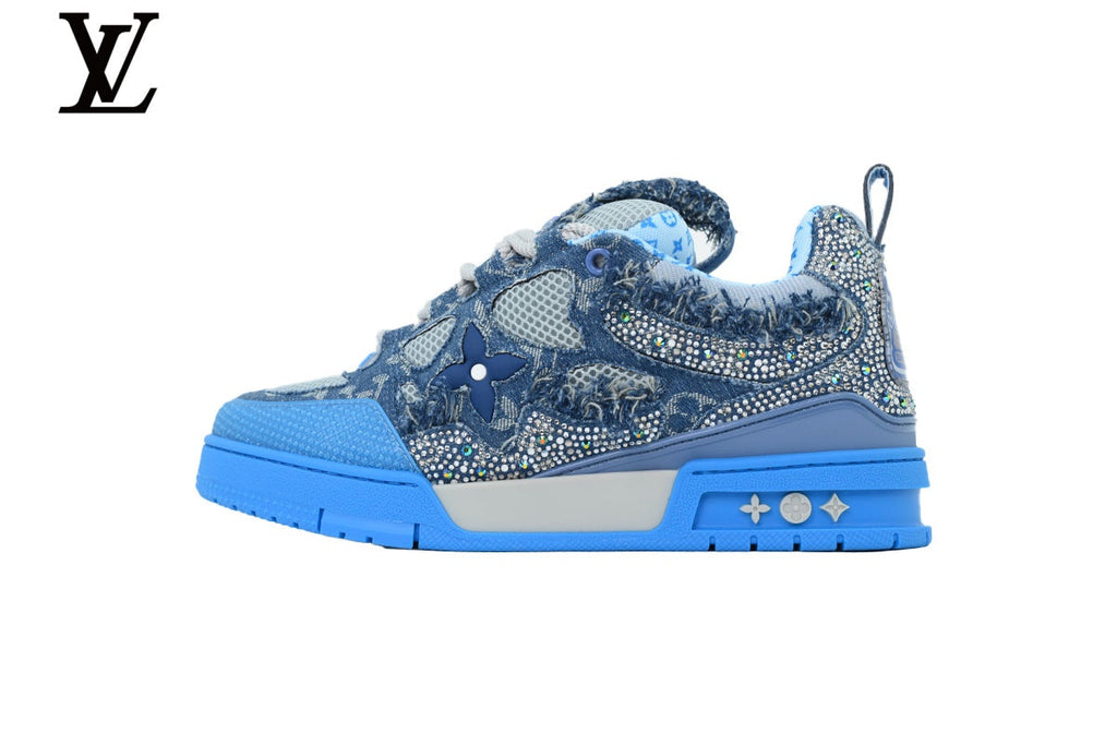 Louis Vuitton  shoes for man  women Skate Sneaker – Blue Denim & Rhinestone
